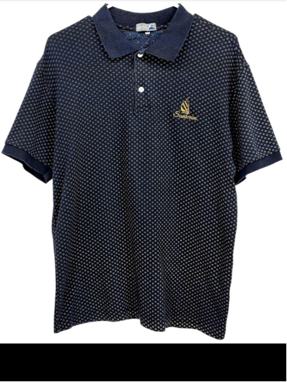 Santorini Greece Polo Shirt Mens XXL Blue Medallion Print Cotton Sailboat Logo